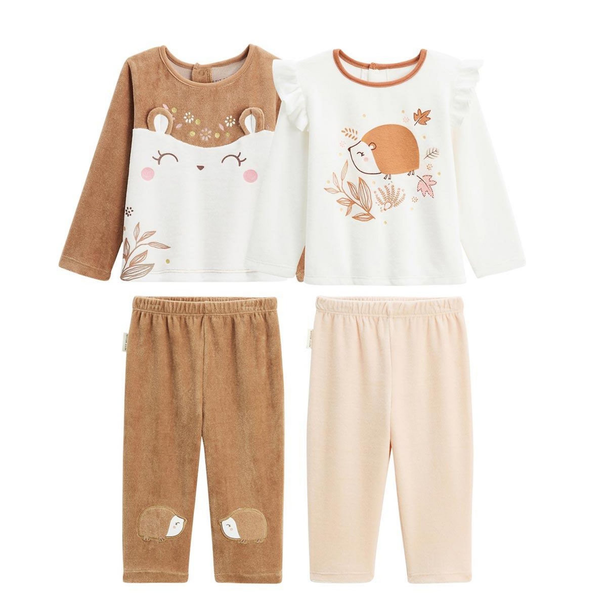 Petit Béguin Lot de 2 pyjamas enfant 2 pièces en velours Chincha