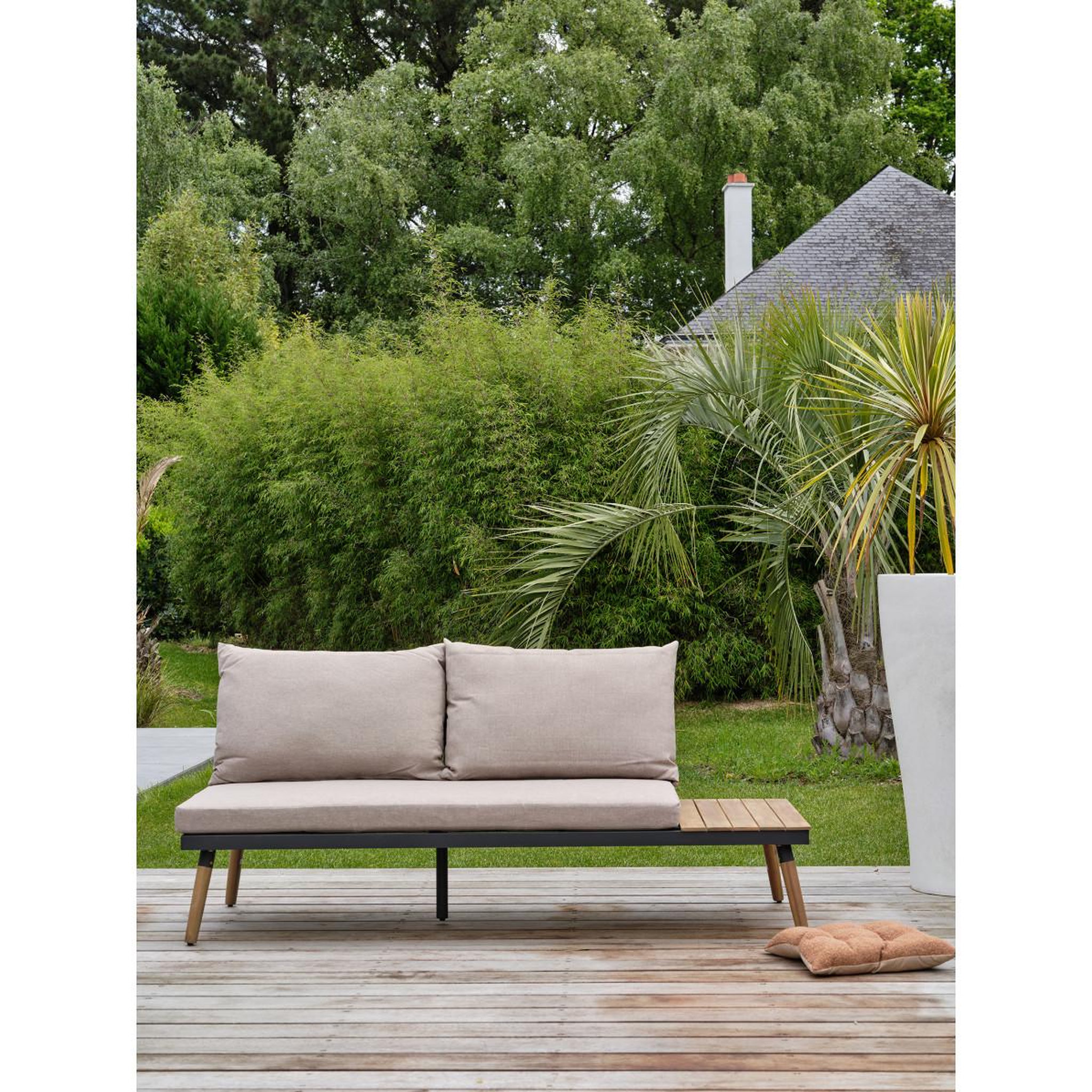 Voir la diapositive 5 : Paris Prix Salon d'angle de jardin 5 places  camino  173cm anthracite