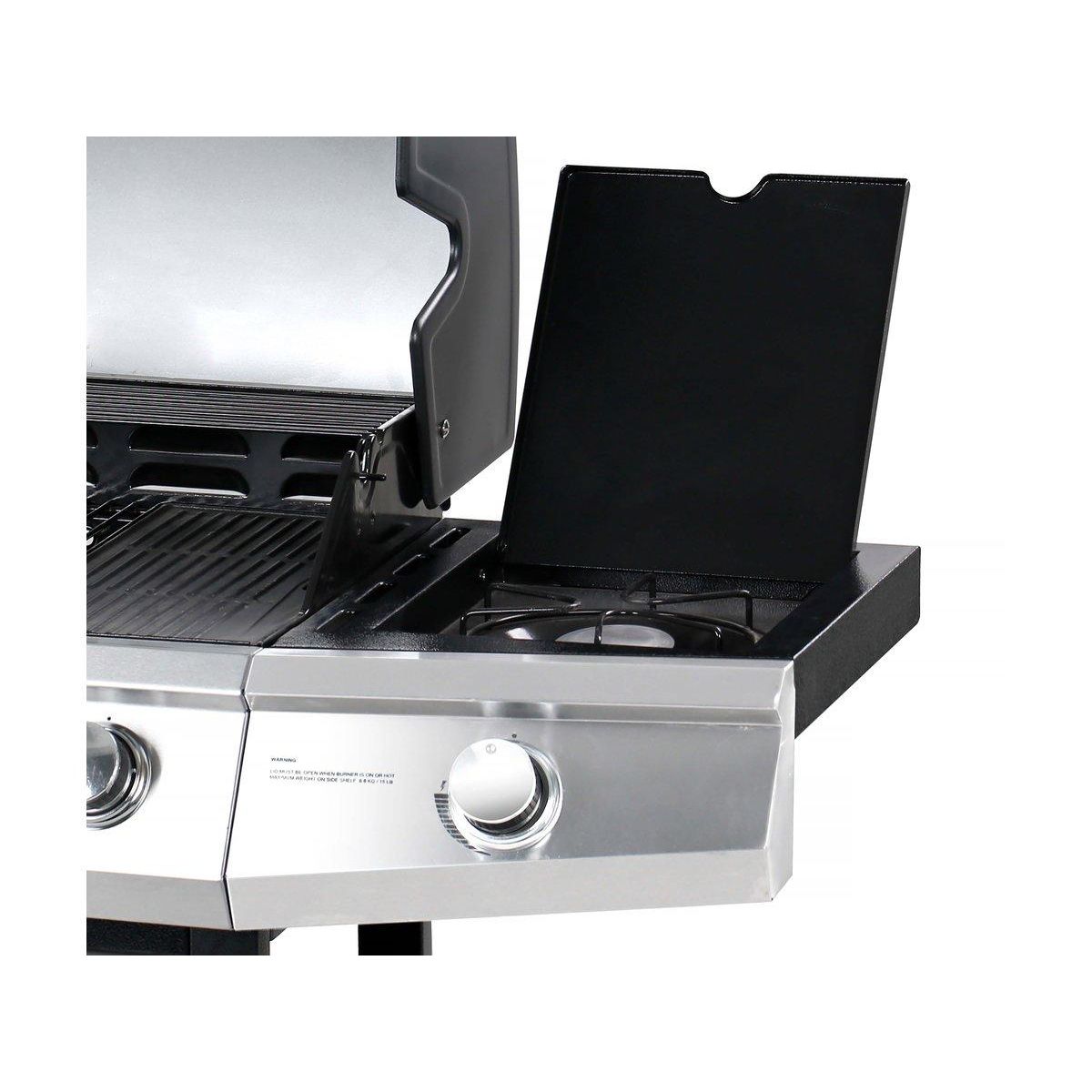 Habitat et Jardin Barbecue gaz avec couvercle en verre  Bingo 5  - 4 brûleurs + 1 latéral + Housse protection - 15.2 kW - Noir