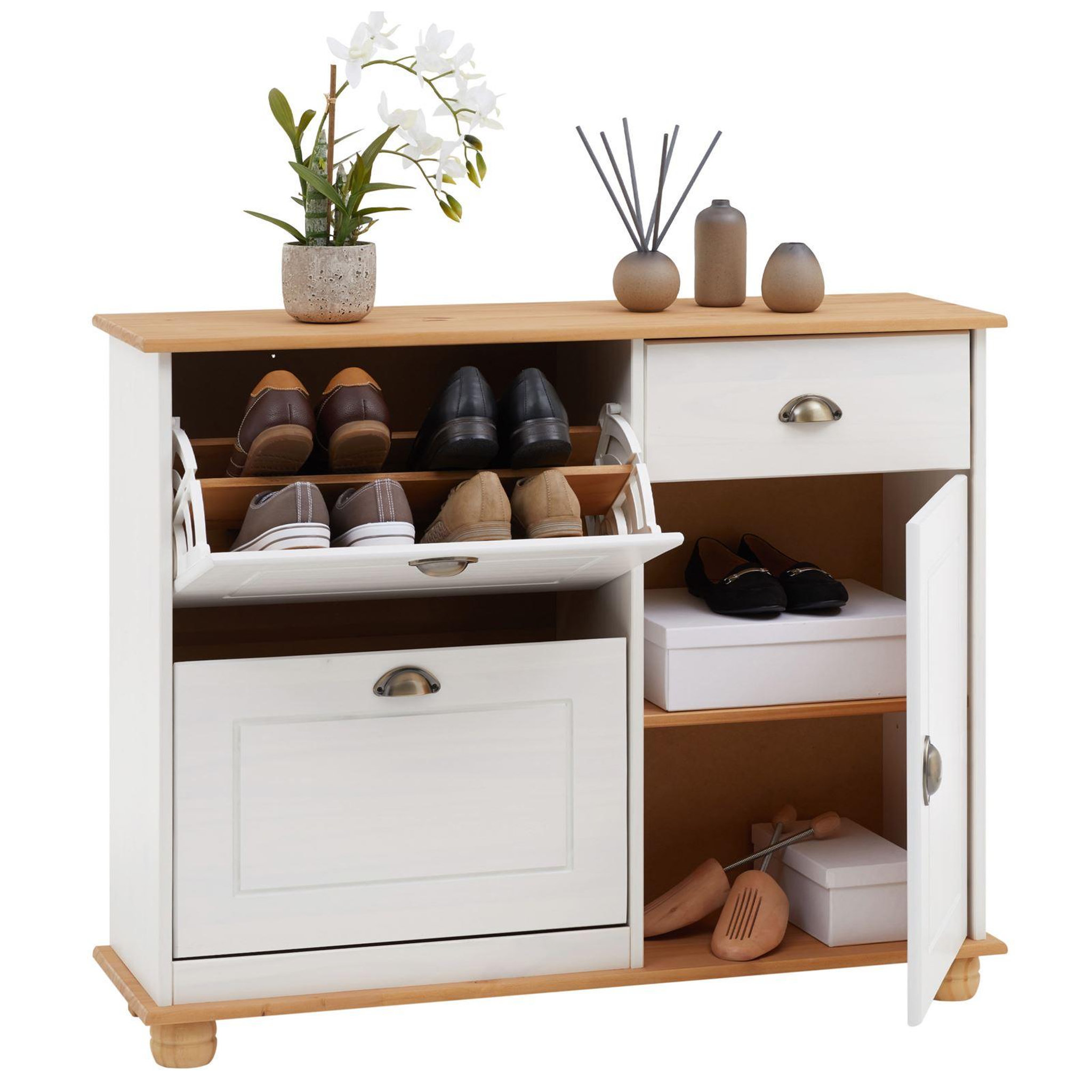 Voir la diapositive 4 : IDIMEX Meuble à chaussures en pin COLMAR