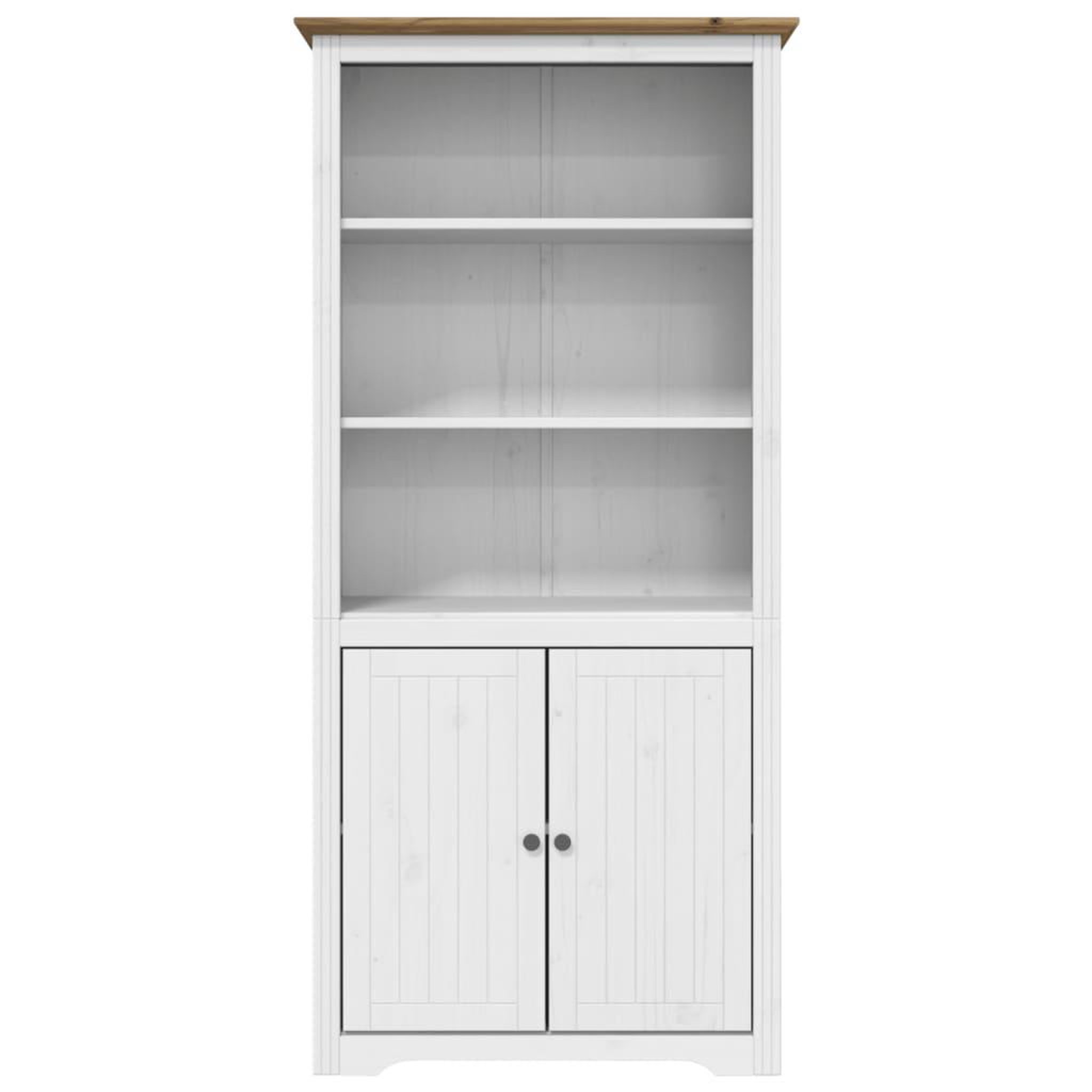 Voir la diapositive 3 : VIDAXL Bibliotheque BODO blanc and marron 82x40x173 cm bois massif pin