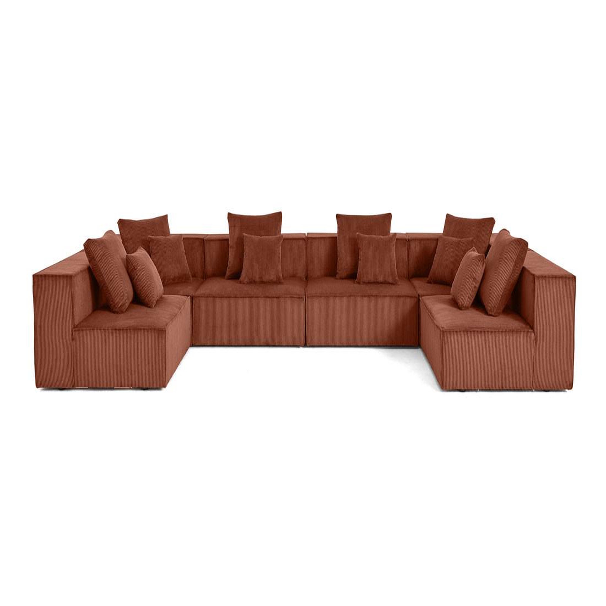 Voir la diapositive 1 : BEST MOBILIER Colombine - canapé modulable panoramique - 7 places - en velours côtelé