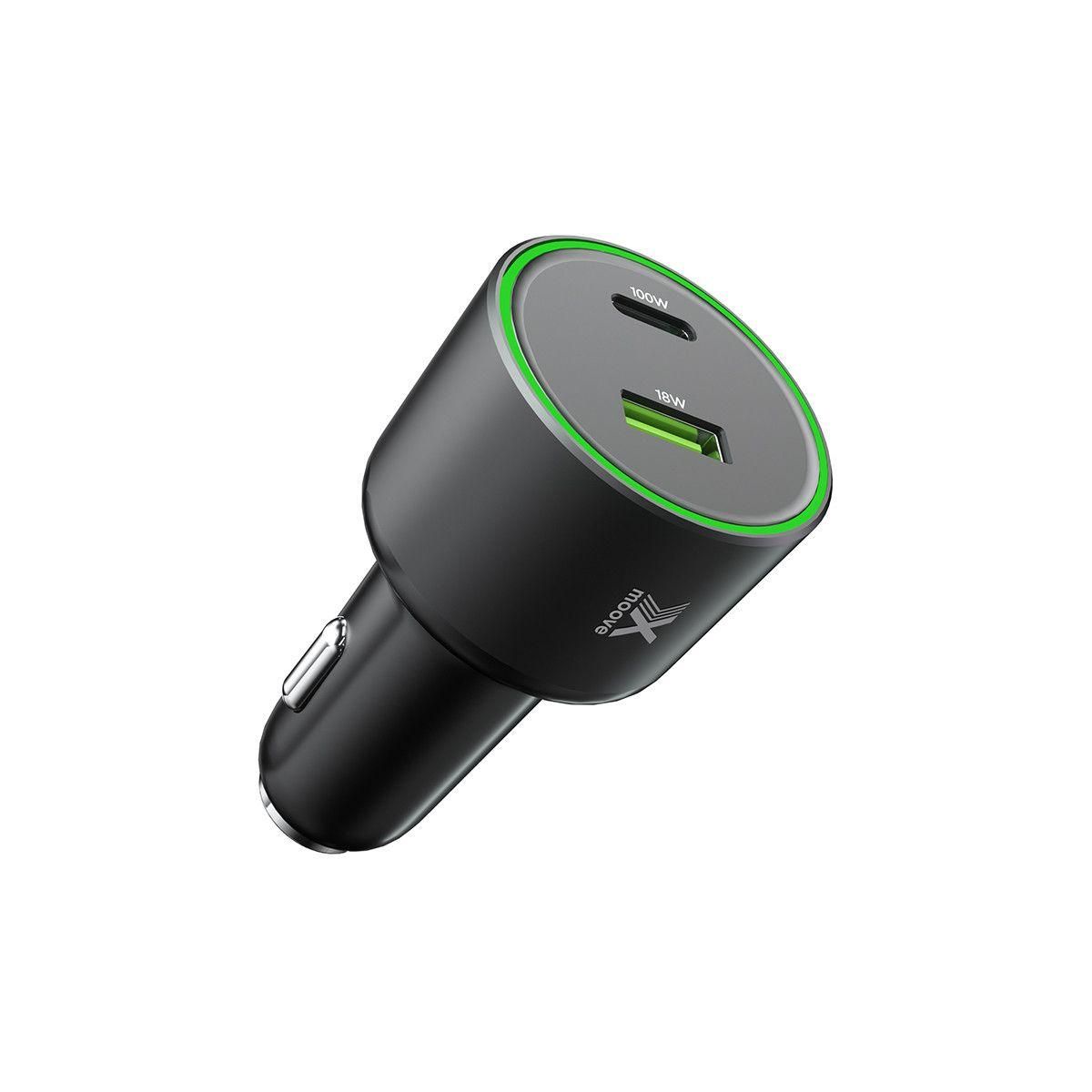 X-moove Chargeur allume-cigare 100W USB-A et USB-C