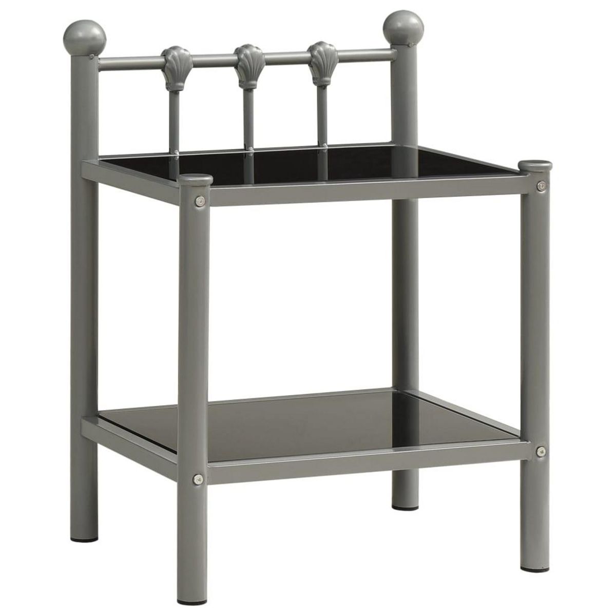 VIDAXL Table de chevet Gris et noir 45x34,5x60,5 cm Metal et verre