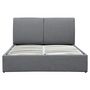 Voir la diapositive 3 : Lit coffre avec sommier relevable et tête de lit effet coussins en tissu gris foncé 140x200 cm EMMANUEL
