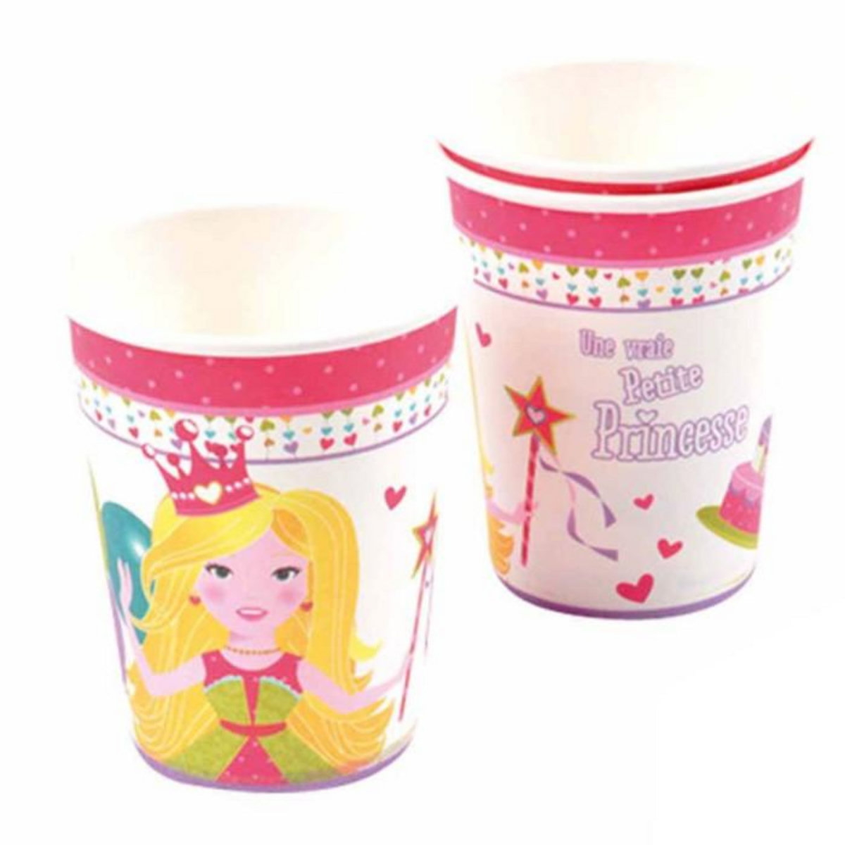 Paris Prix Lot de 6 Gobelets Jetables  Princesse et Grenouille  25cl Rose