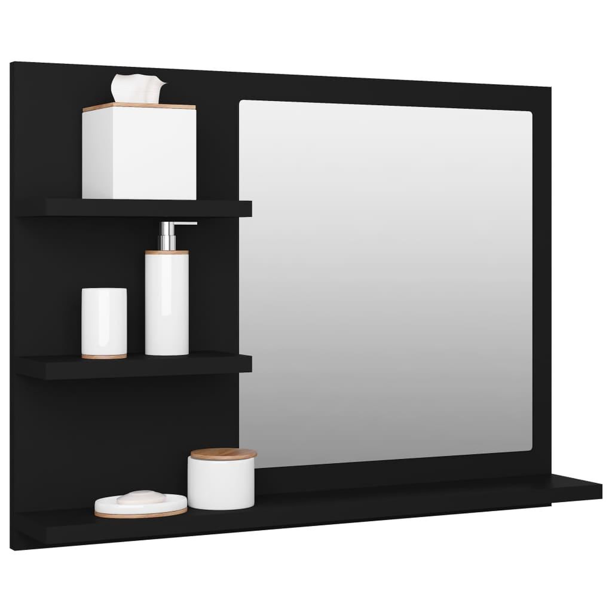 Voir la diapositive 3 : VIDAXL Miroir de salle de bain noir 60x10,5x45 cm bois d'ingenierie