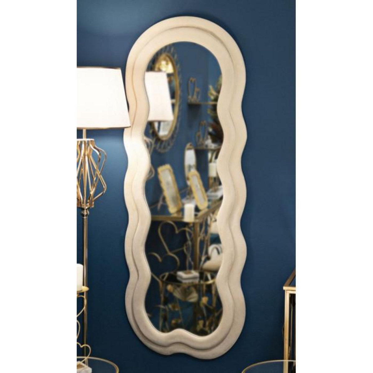 Paris Prix Miroir Mural en Velours  Wavy  160cm Crème
