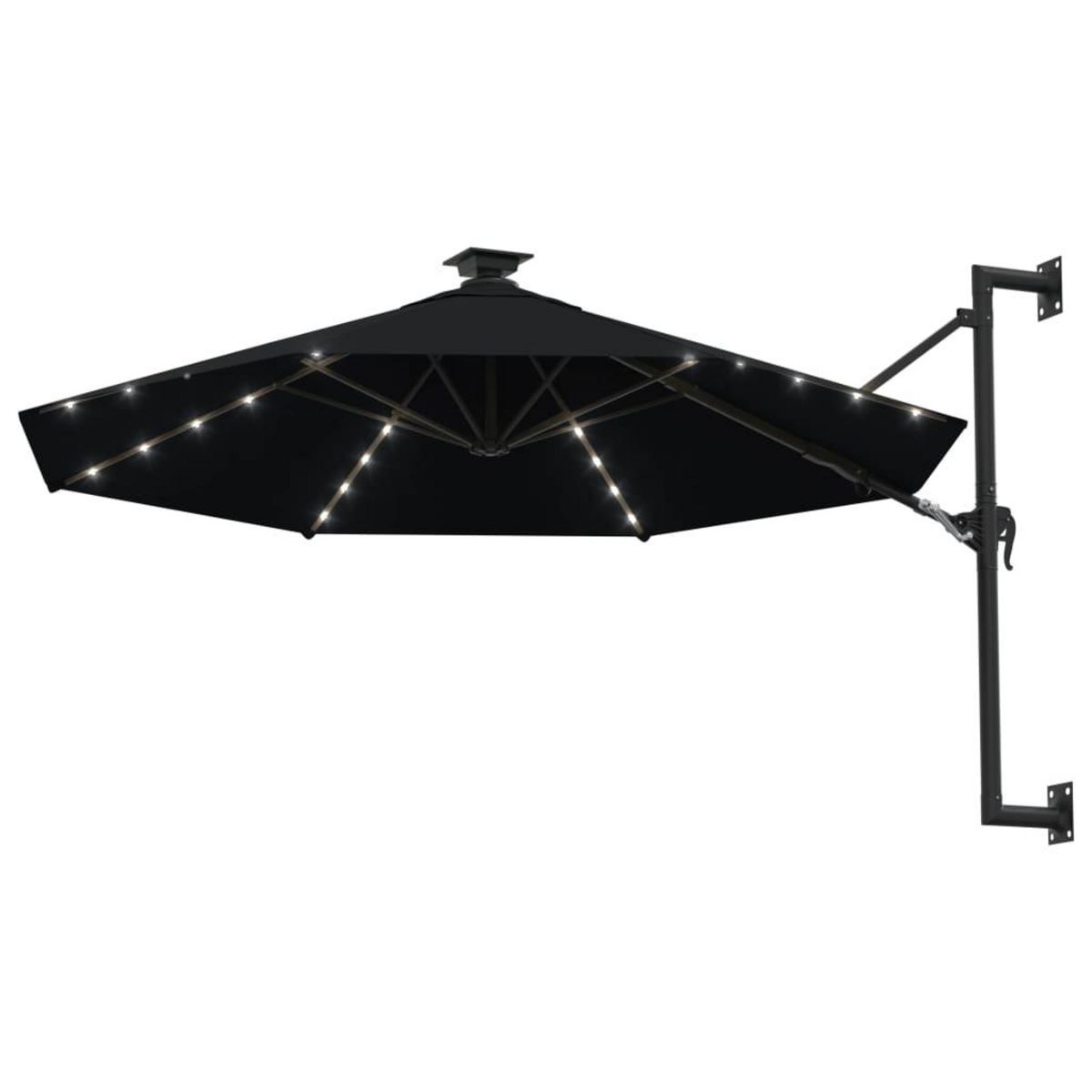 VIDAXL Parasol mural de jardin avec LED 300 cm noir