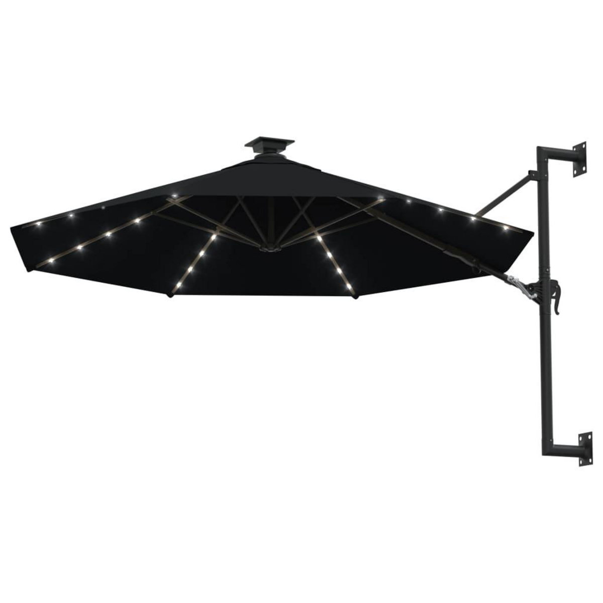 VIDAXL Parasol mural de jardin avec LED 300 cm noir