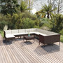 Voir la diapositive 1 : VIDAXL Salon de jardin 12 pcs avec coussins Resine tressee Marron