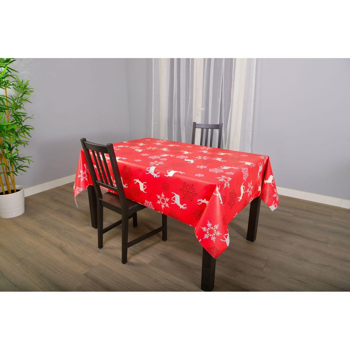 HABITABLE Nappe en toile cirée rectangulaire RENNES - 140 x 250 cm - Rouge