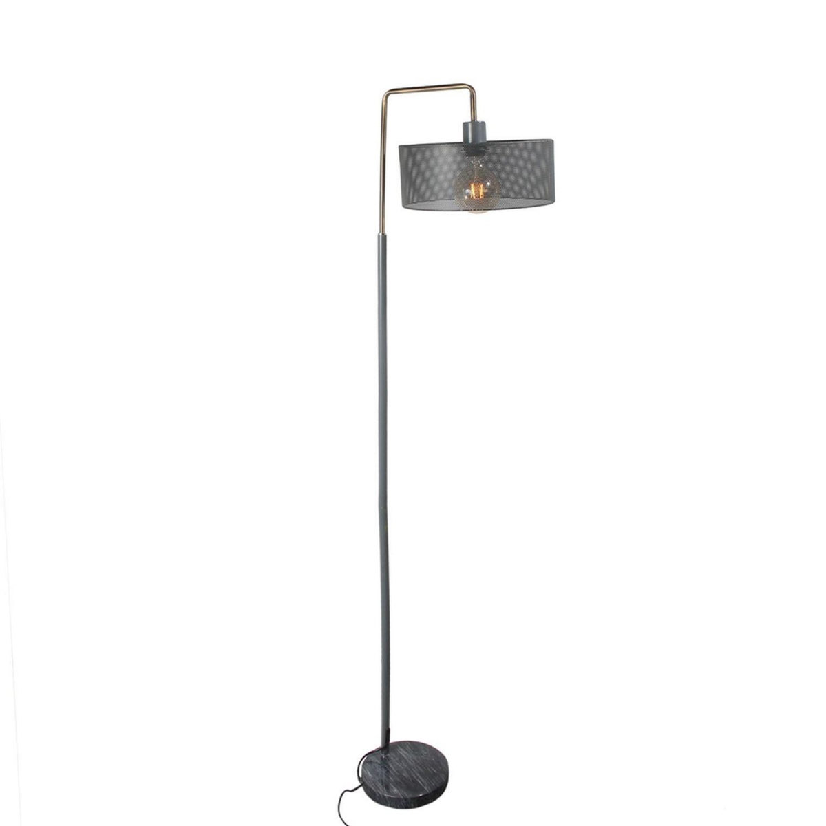 The Home Deco Factory Lampadaire moderne ajouré Yvan - Socle en marbre - H. 152 cm - Gris
