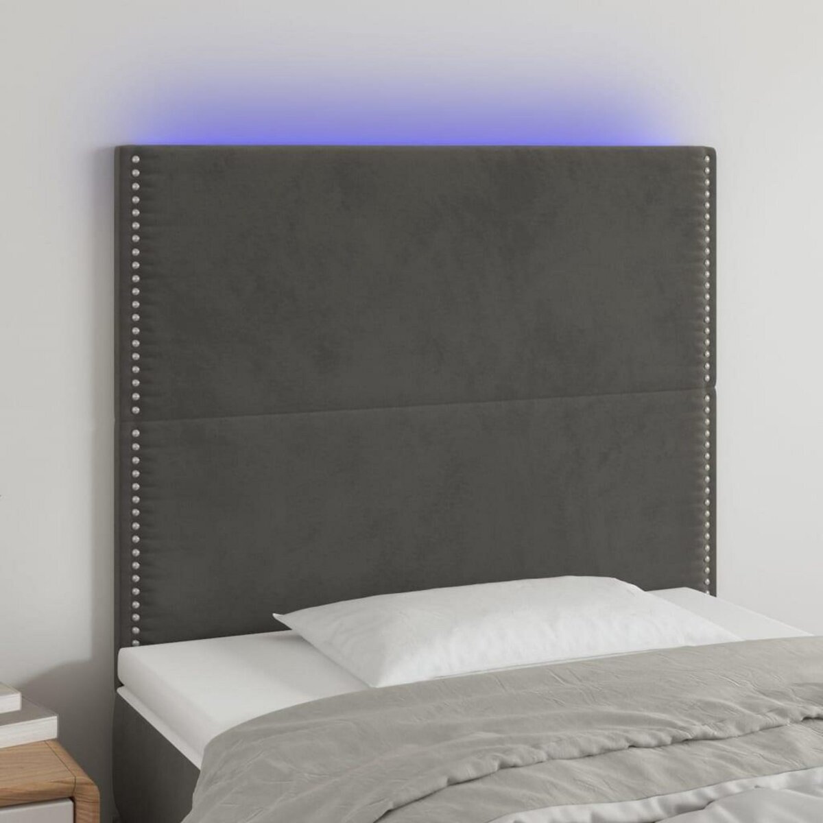 VIDAXL Tete de lit a LED Gris fonce 100x5x118/128 cm Velours