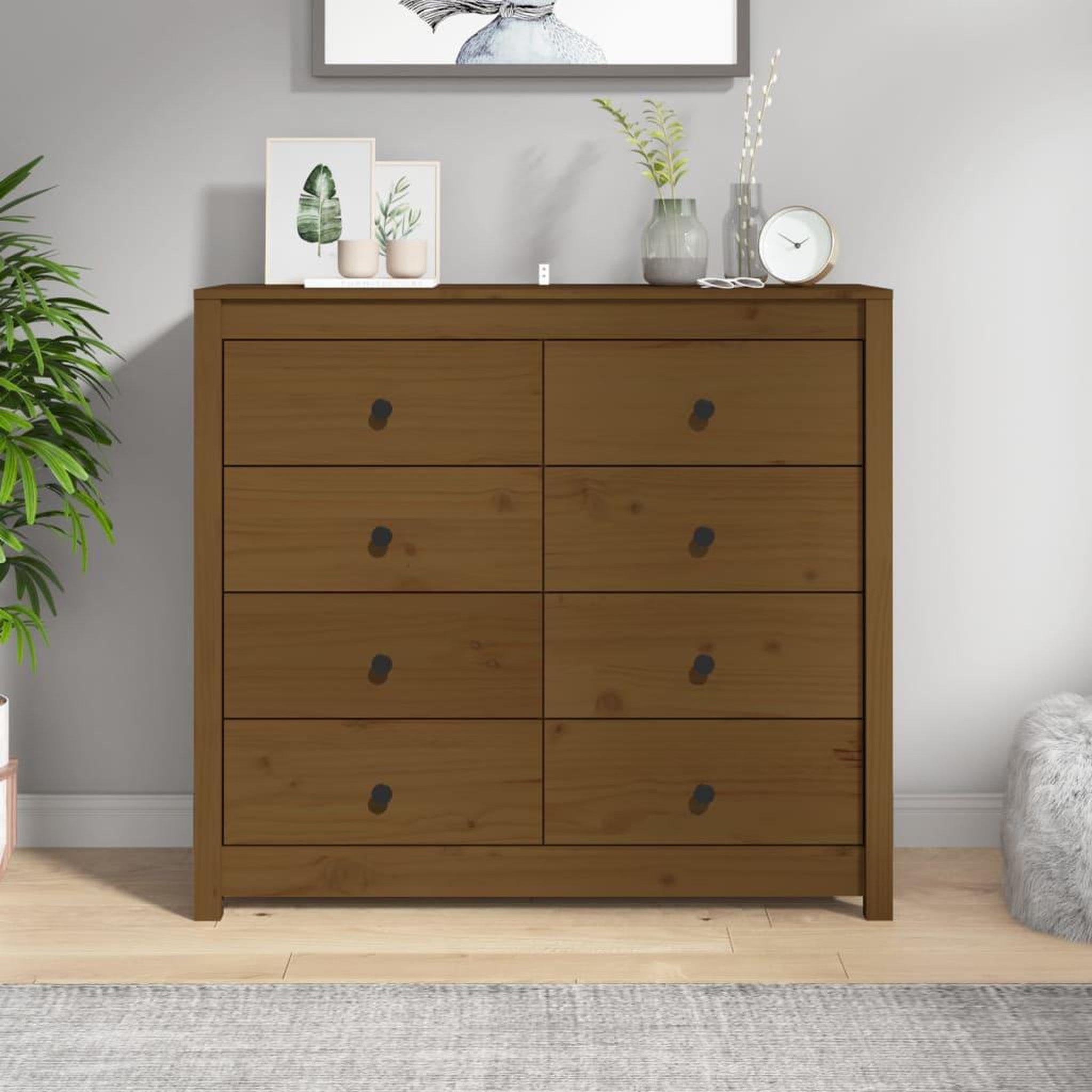Voir la diapositive 1 : VIDAXL Armoire laterale Marron Miel 100x40x90 cm Bois de pin massif