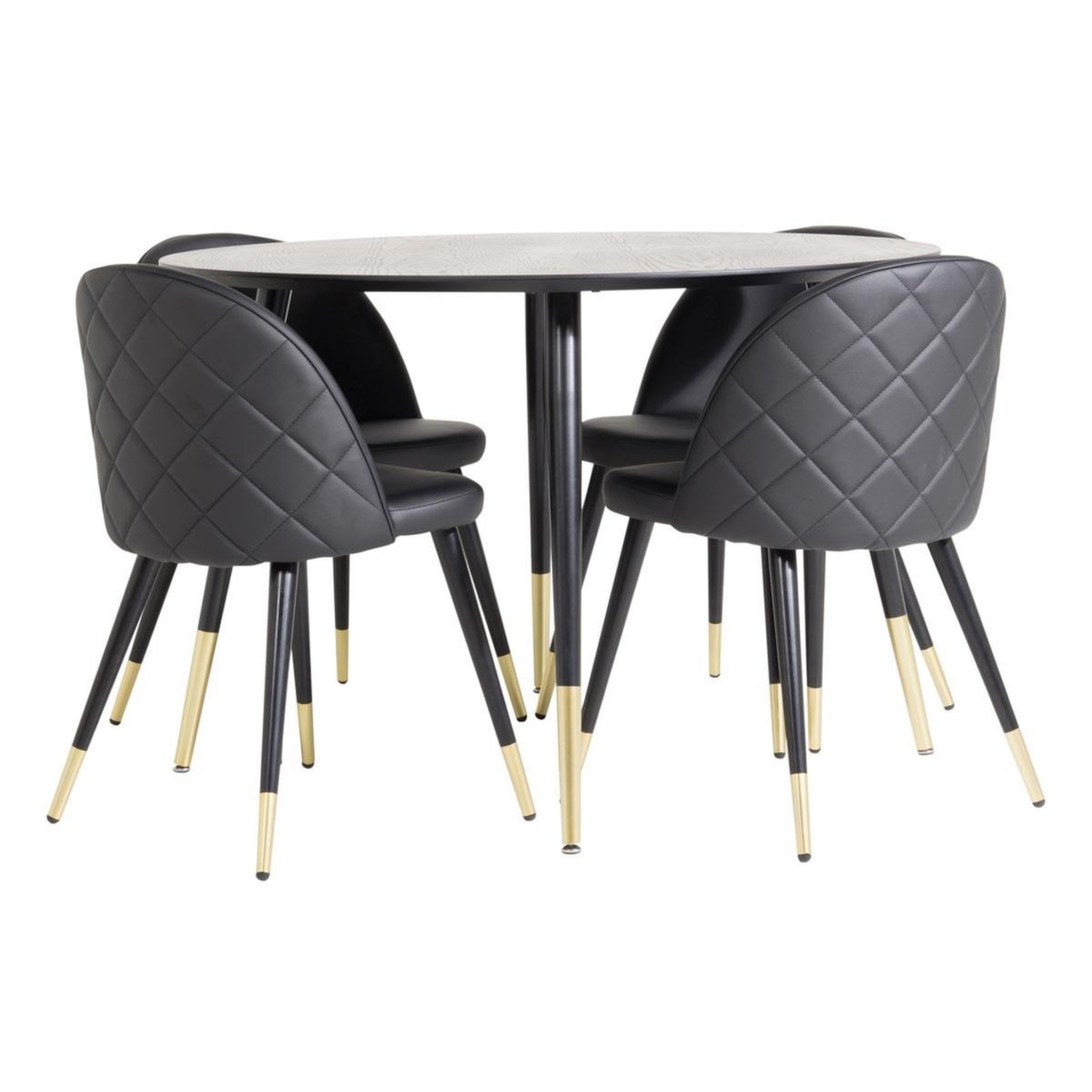 Paris Prix Ensemble table à manger & 4 chaises design  dipp & velvet  115cm noir