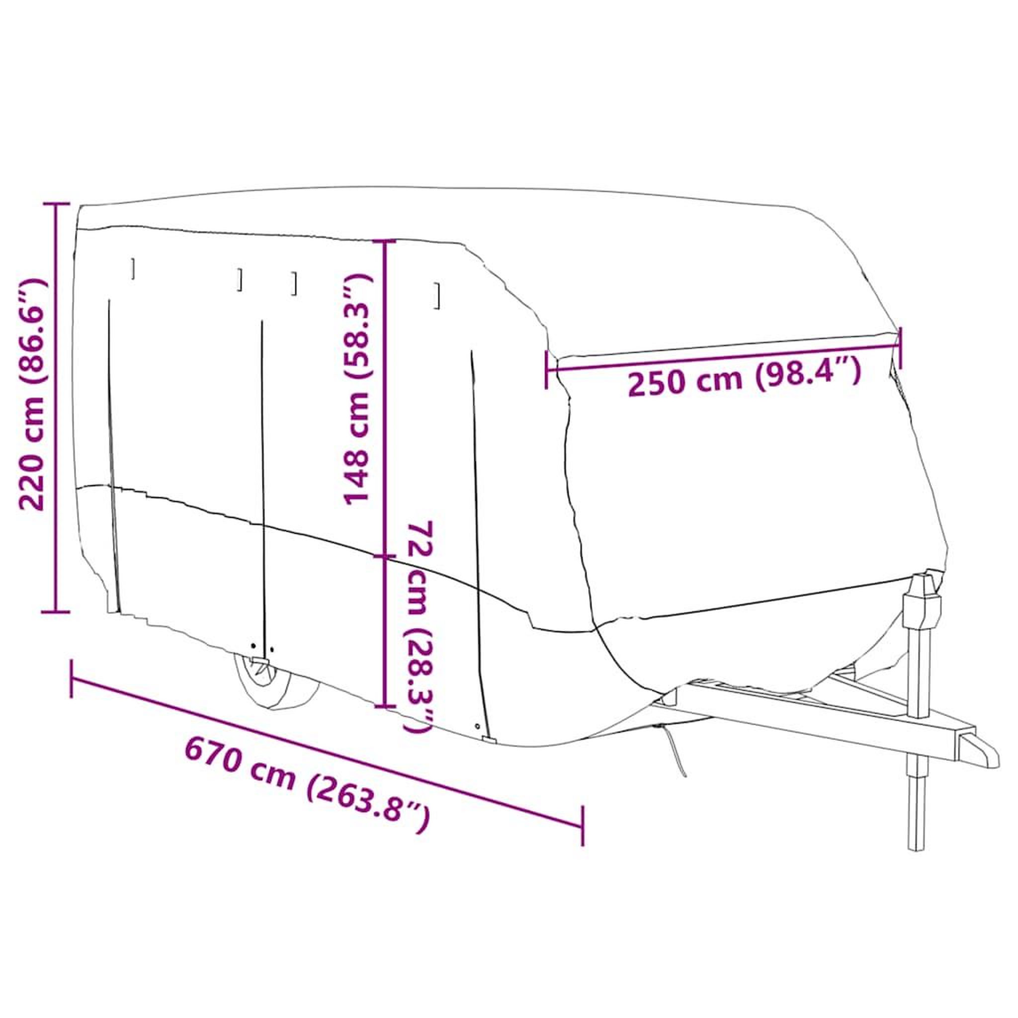 Voir la diapositive 6 : VIDAXL Housse de caravane gris 670x250x220 cm tissu non tisse