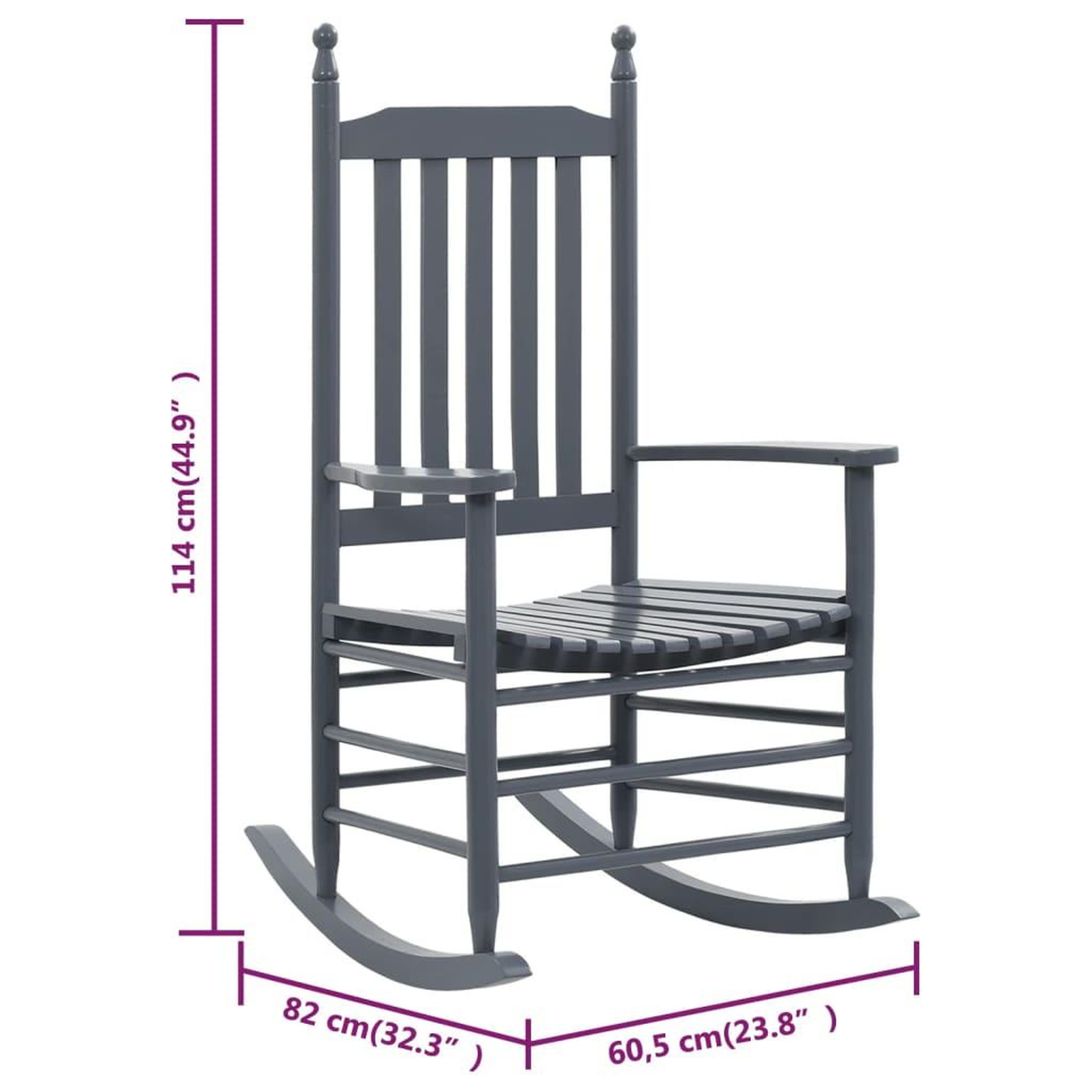 Voir la diapositive 6 : VIDAXL Chaise a bascule avec siege incurve Gris Bois de peuplier