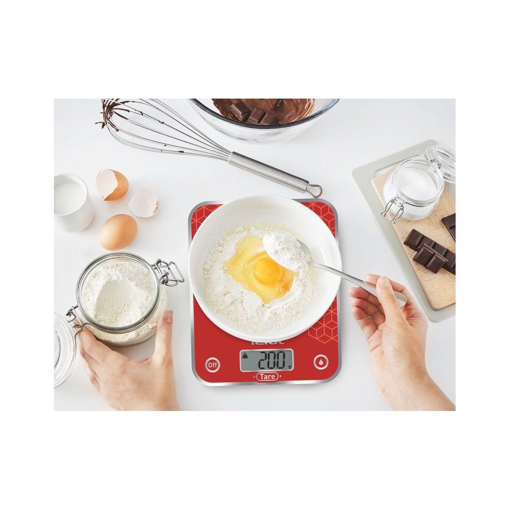Voir la diapositive 3 : TEFAL Balance de cuisine Optiss Graphic Rouge
