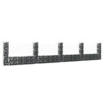 VIDAXL Panier de gabion en forme de U avec 5 poteaux Fer 500x20x100 cm
