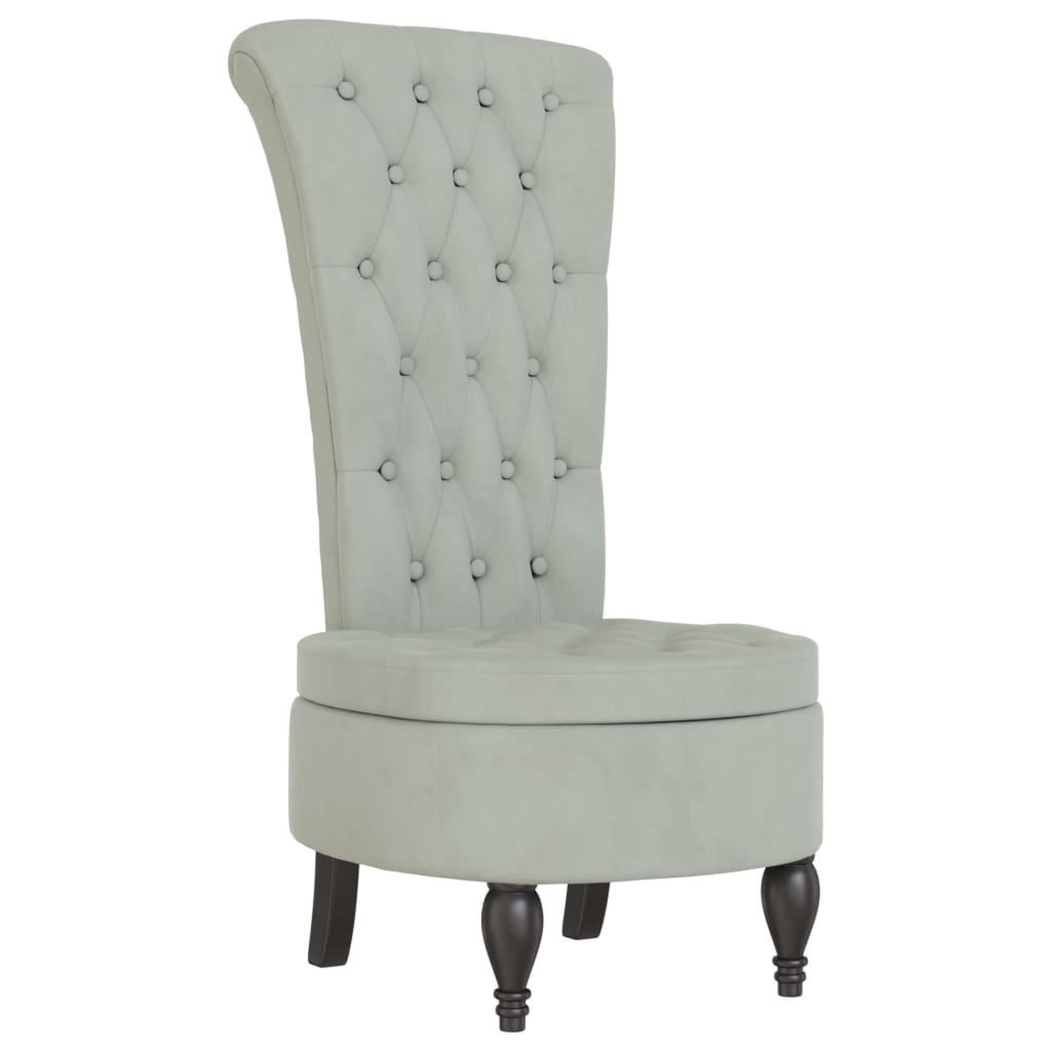Voir la diapositive 2 : VIDAXL Chaise a dossier haut gris clair velours conception de bouton