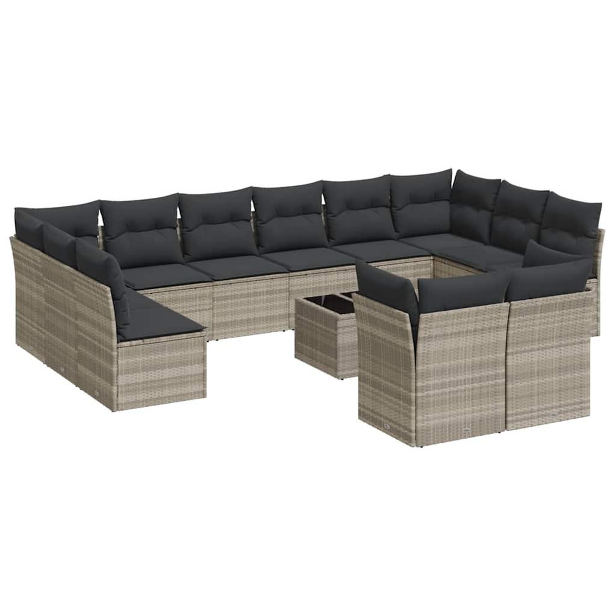 Voir la diapositive 2 : VIDAXL Salon de jardin avec coussins 13 pcs gris clair resine tressee