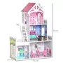HOMCOM Maison de poupée 3 étages jeu d'imitation grand réalisme multi-équipements MDF rose