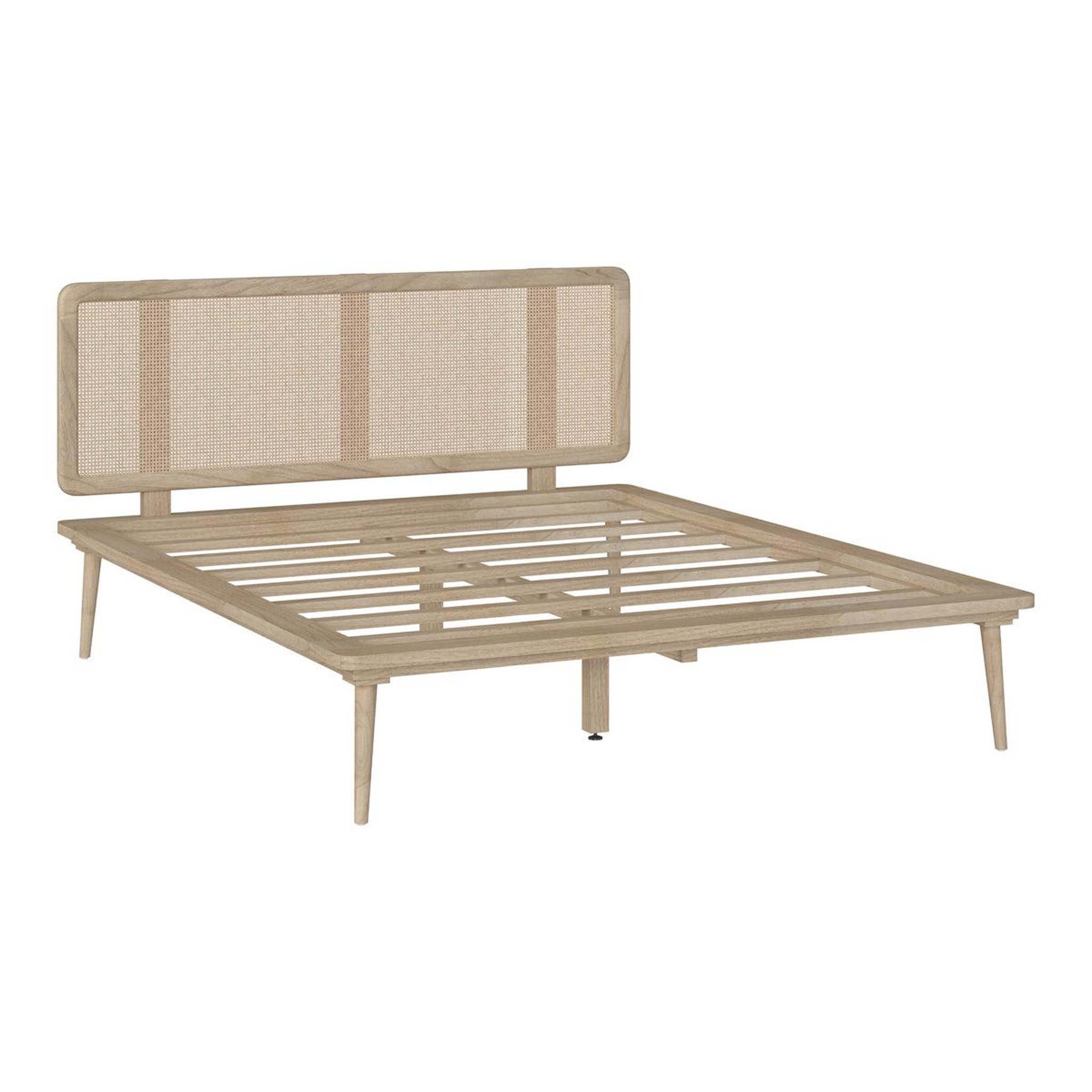 Voir la diapositive 6 : Rendez vous déco Lit double 140x190 cm en bois et cannage - Adik