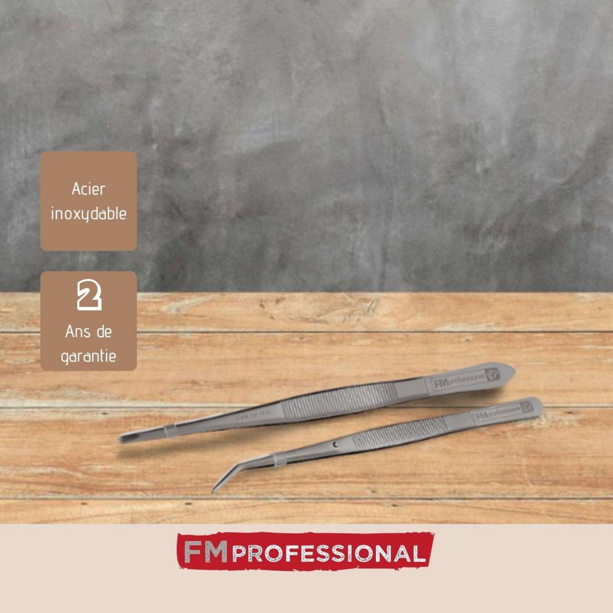 FM PROFESSIONAL Lot de 2 pinces à dresser inox 18 et 15,5 cm FM Professional Pâtisserie
