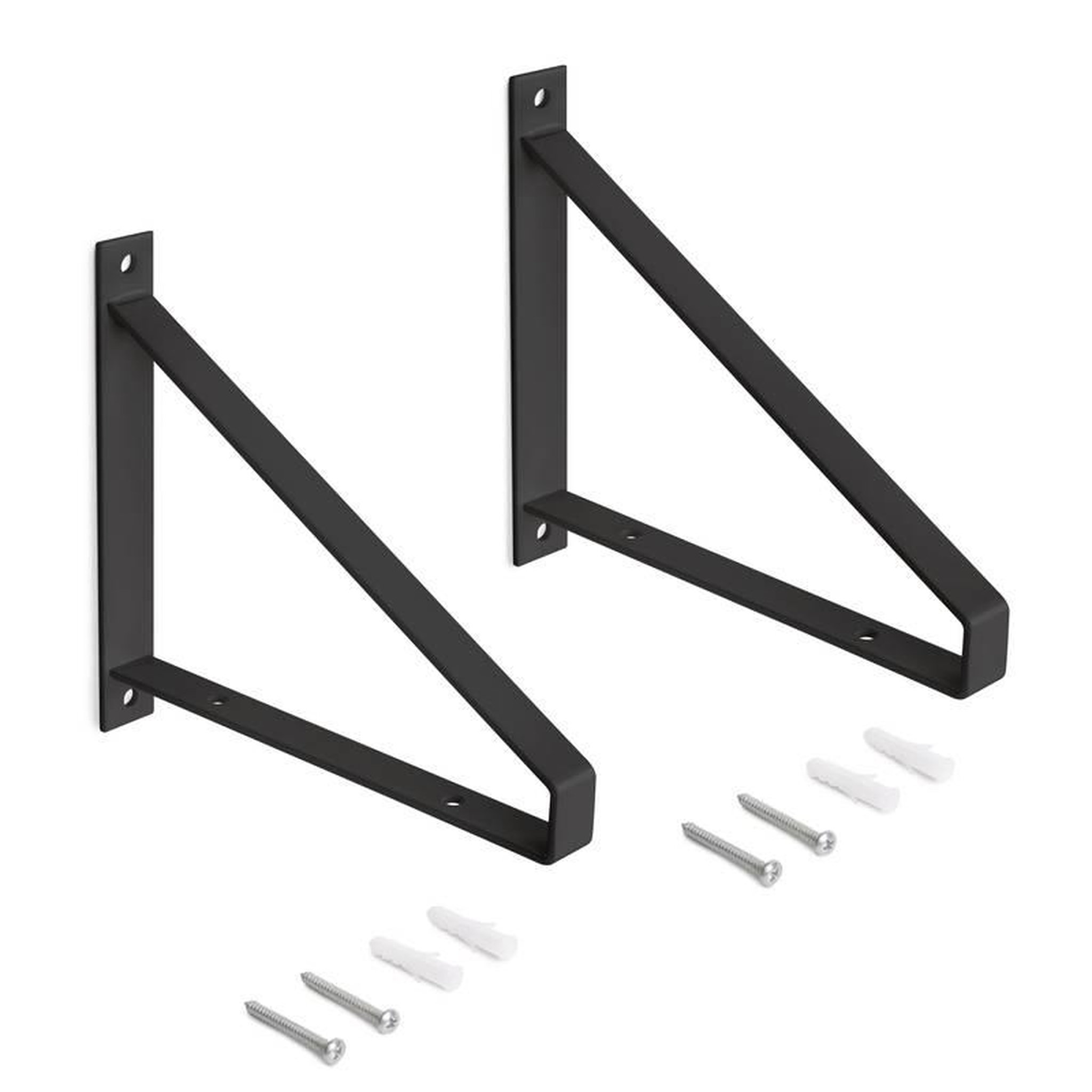 EMUCA SRL Jeu de supports pour étagères en bois Shelf avec forme triangulaire - Acier - Noir