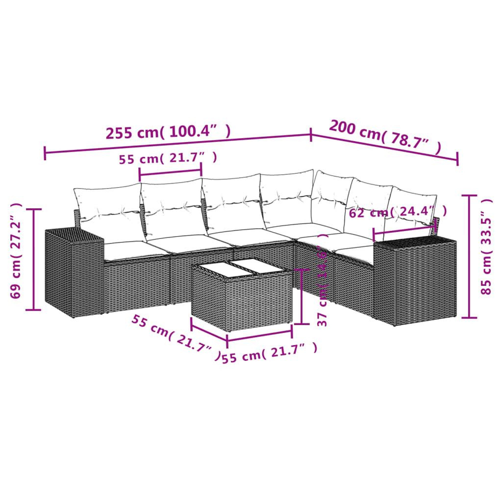 Voir la diapositive 4 : VIDAXL Salon de jardin avec coussins 7 pcs beige resine tressee