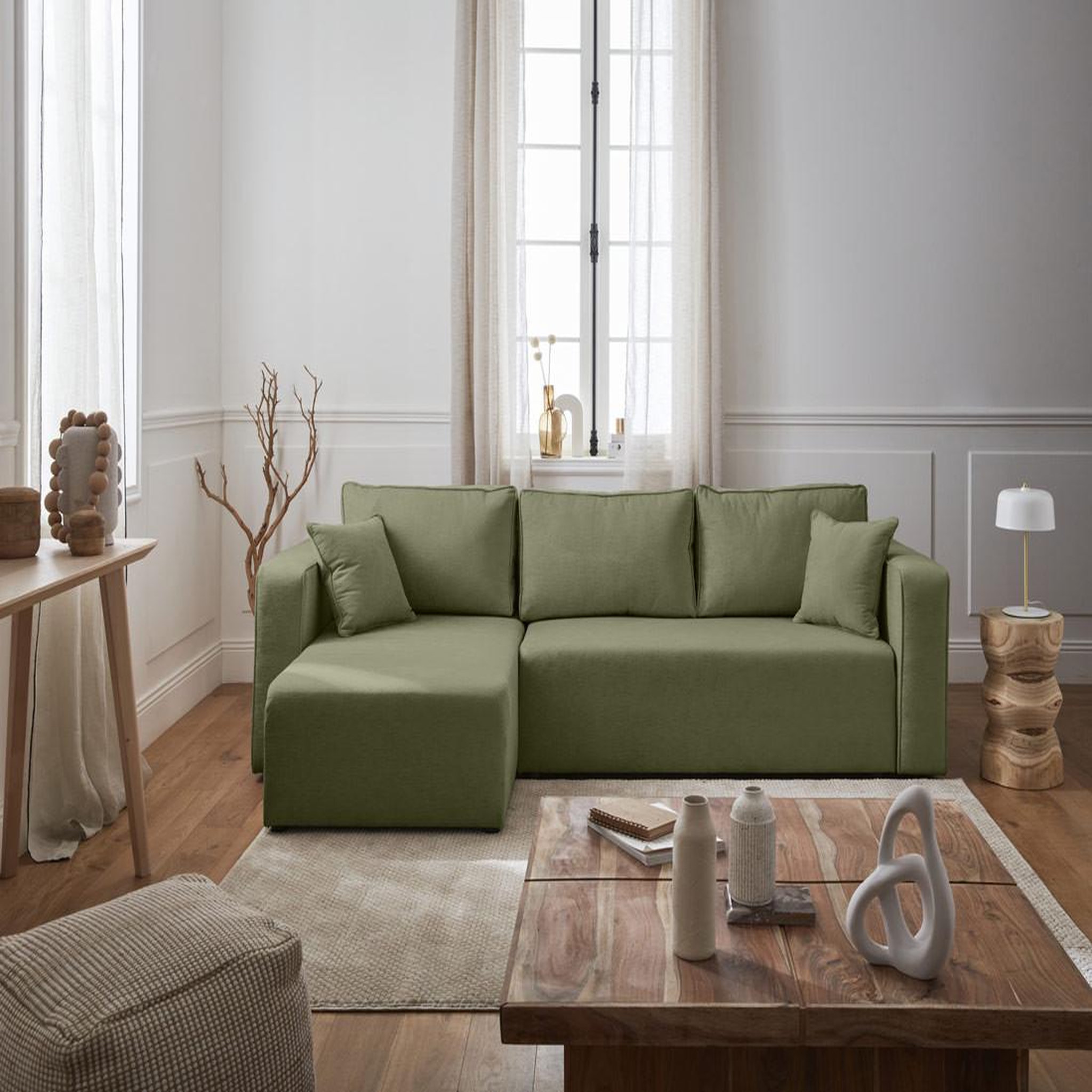 Voir la diapositive 6 : BEST MOBILIER Topaze - canapé d'angle réversible - 4 places - convertible avec coffre - en tissu