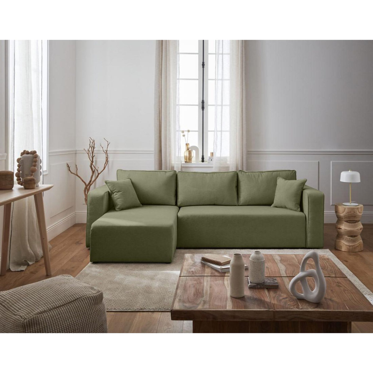 BEST MOBILIER Topaze - canapé d'angle réversible - 4 places - convertible avec coffre - en tissu