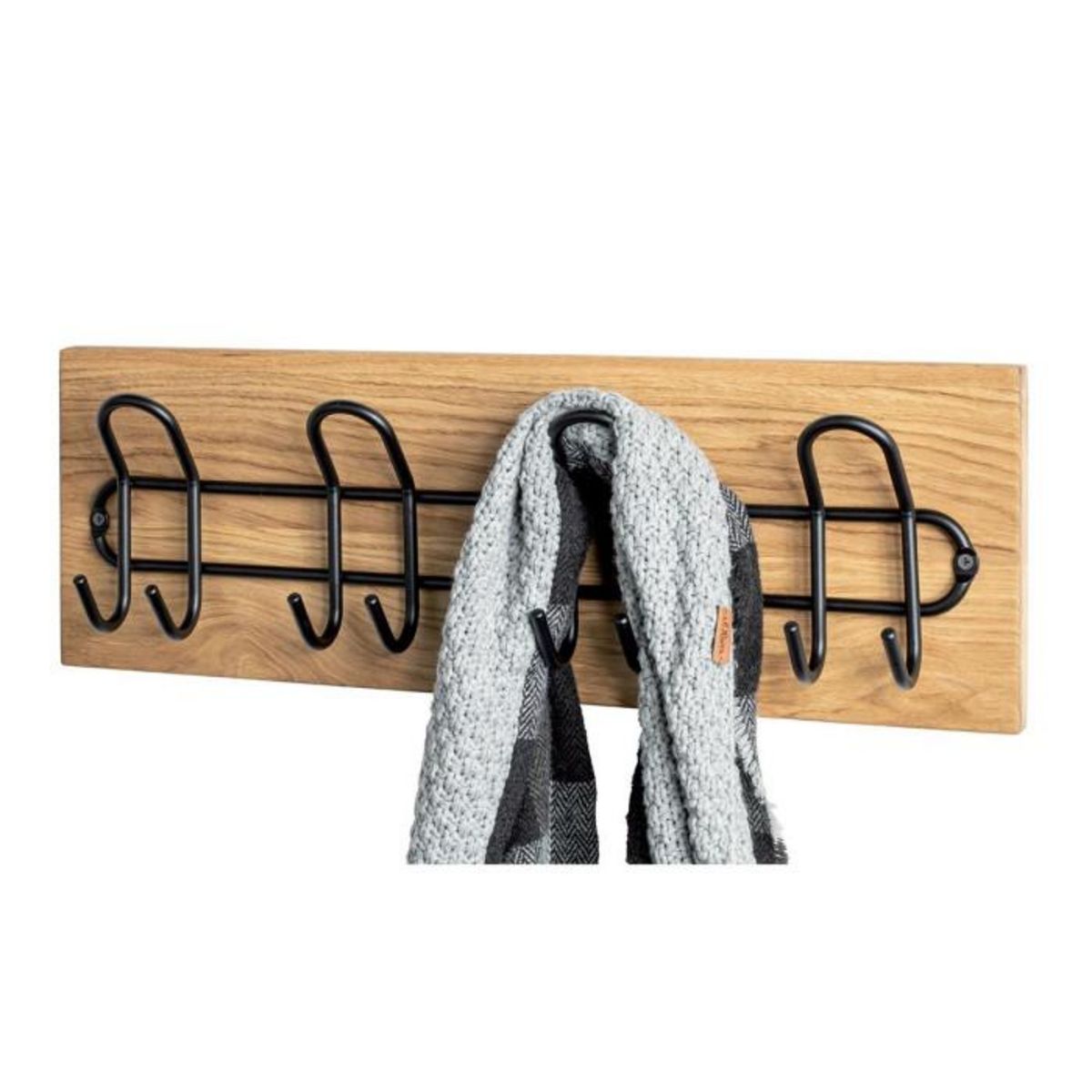 Paris Prix Patère Murale 8 Crochets  Navi  60cm Chêne & Noir