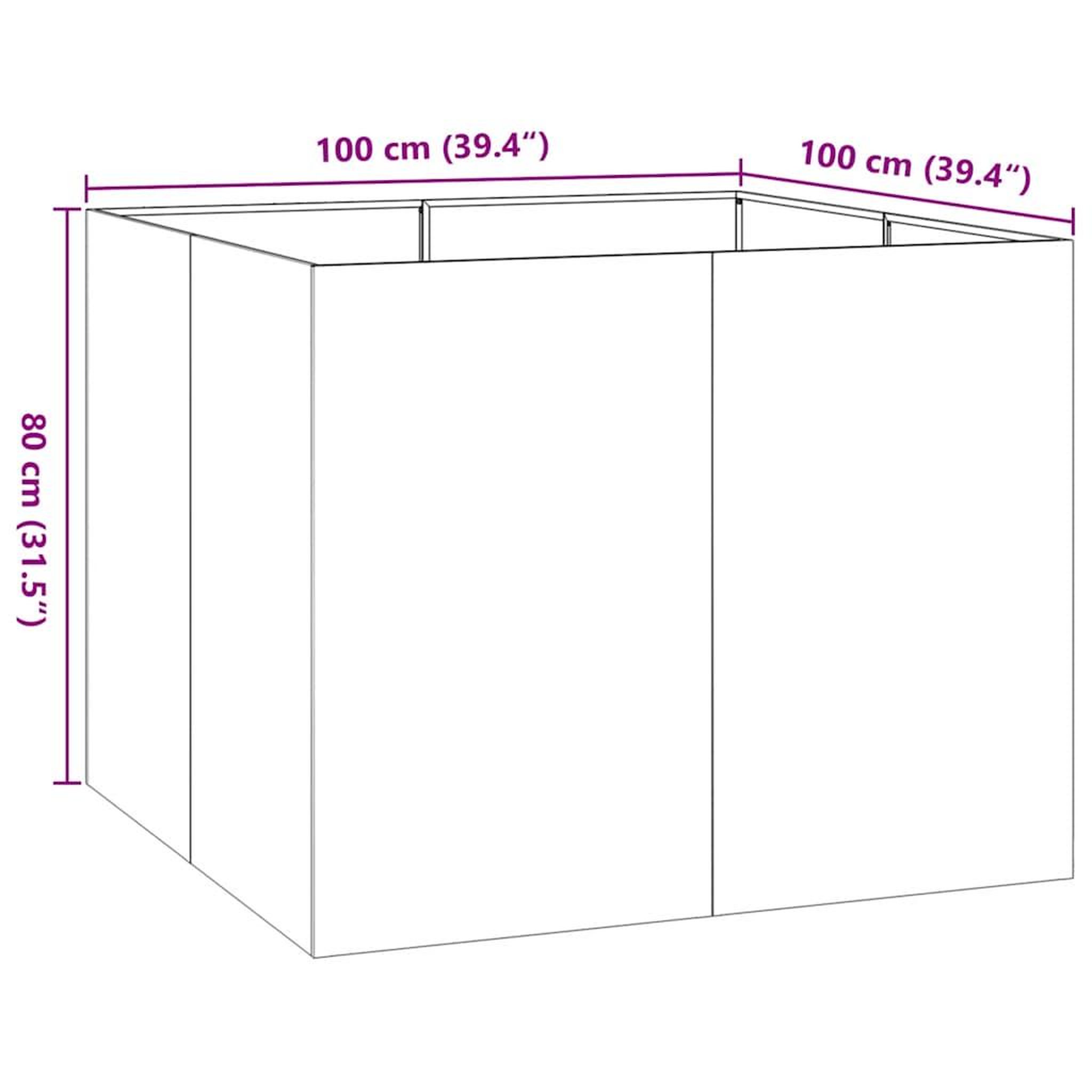 Voir la diapositive 6 : VIDAXL Jardiniere 100x100x80 cm acier galvanise