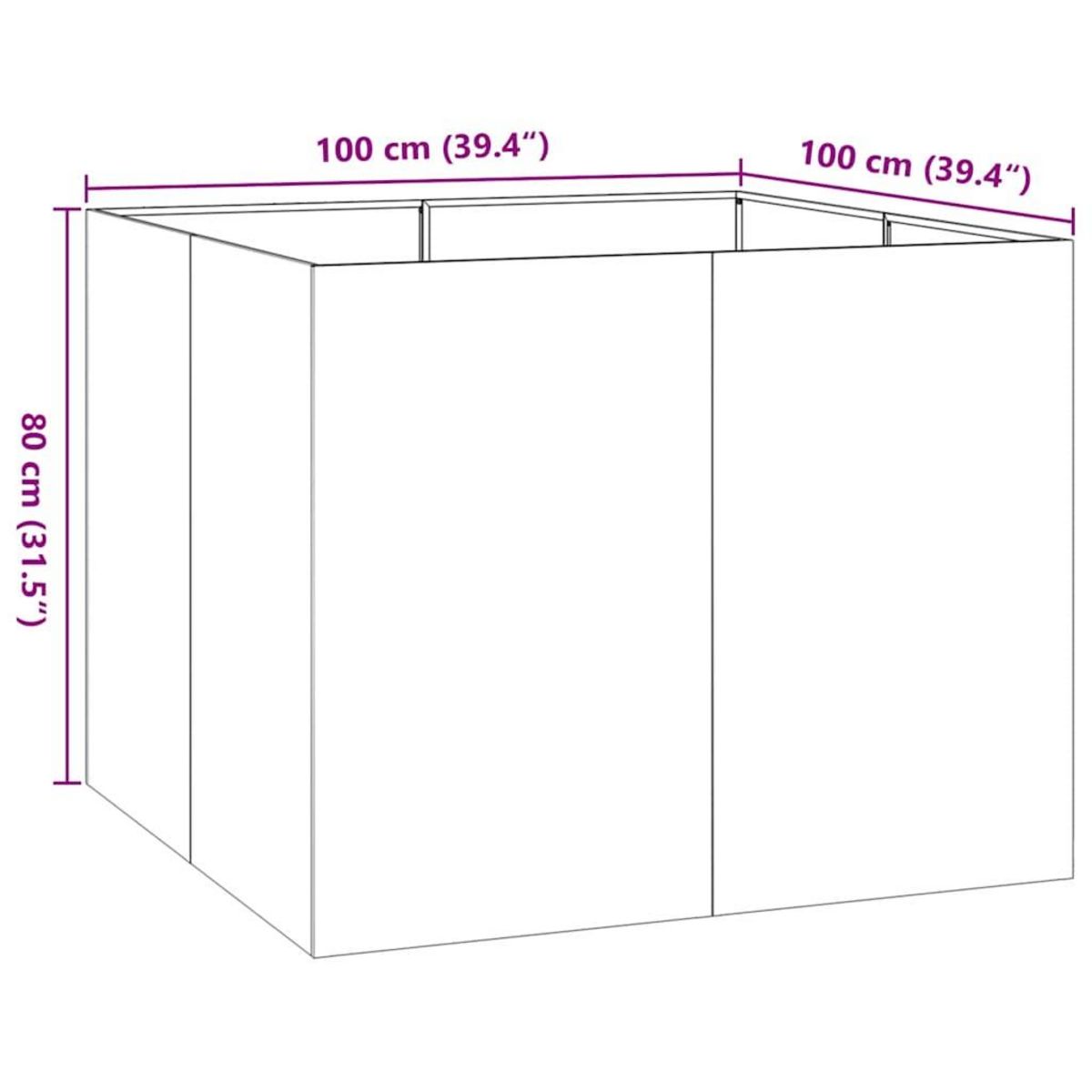 VIDAXL Jardiniere 100x100x80 cm acier galvanise
