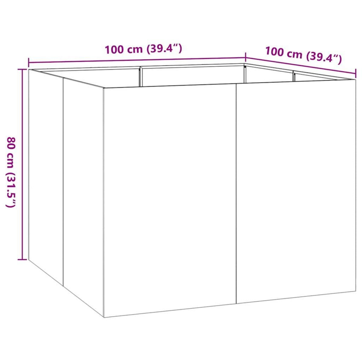 VIDAXL Jardiniere 100x100x80 cm acier galvanise