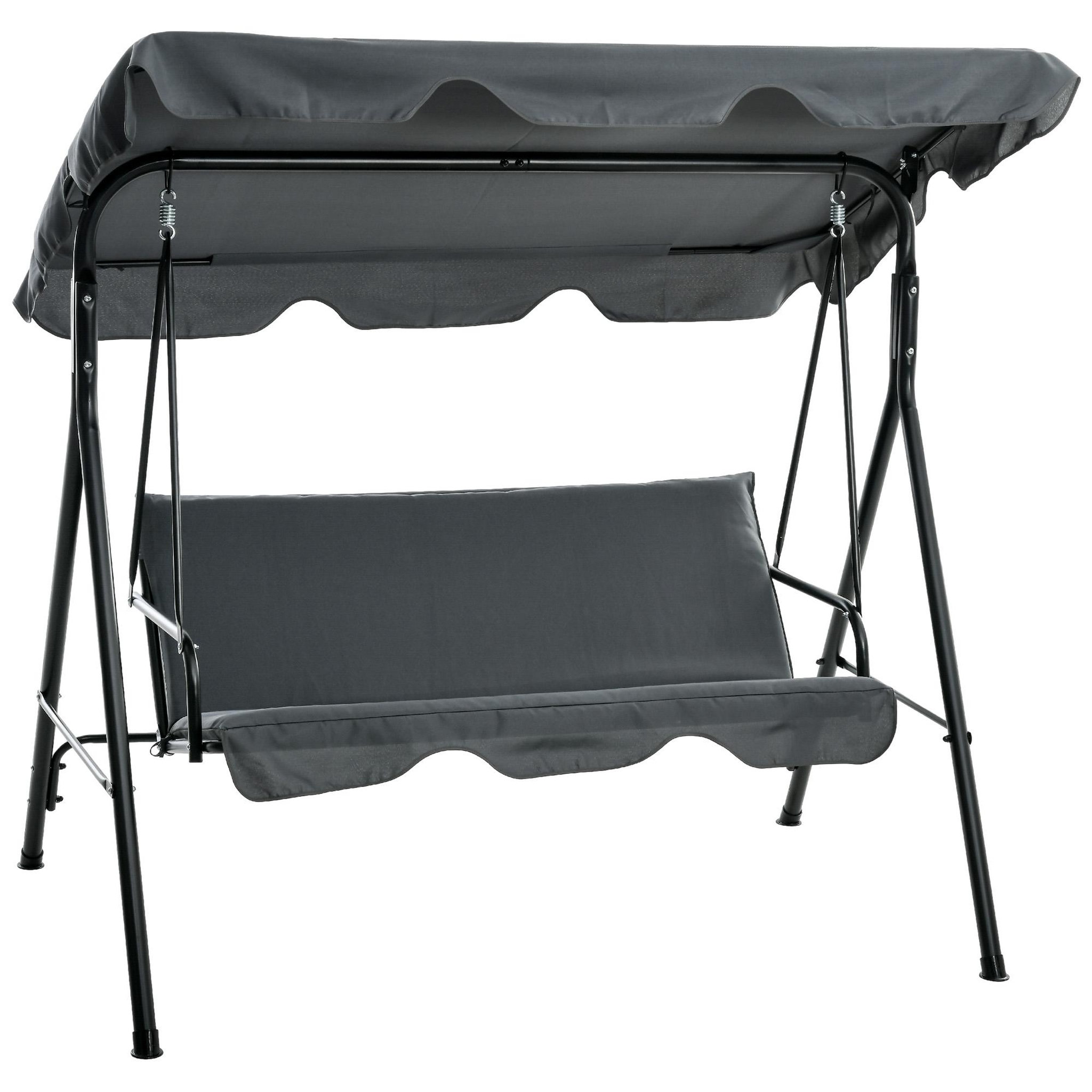 OUTSUNNY Balancelle de jardin 3 places toit réglable acier polyester gris