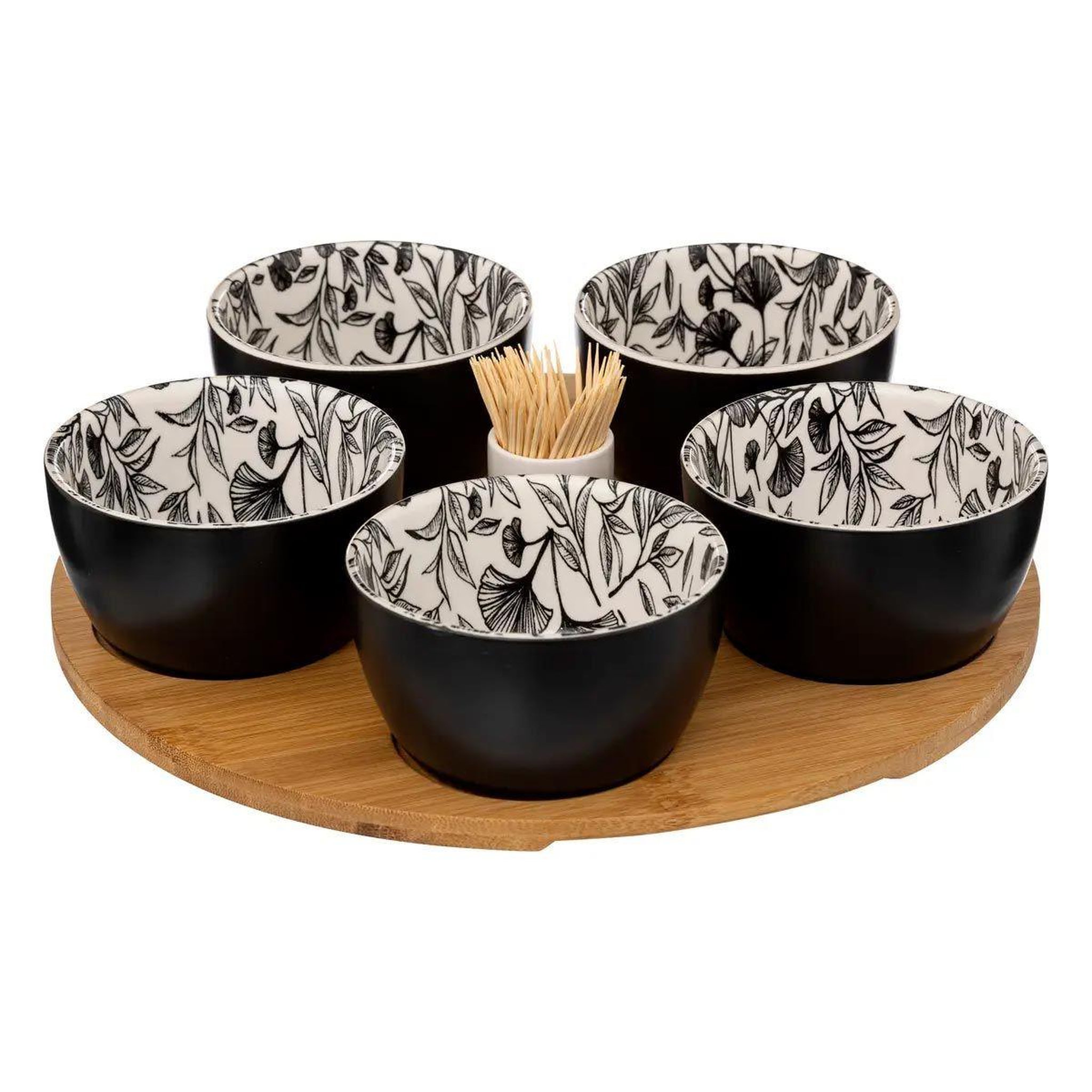 SECRET DE GOURMET Service apéritif 7 pièces  white floral  28cm blanc