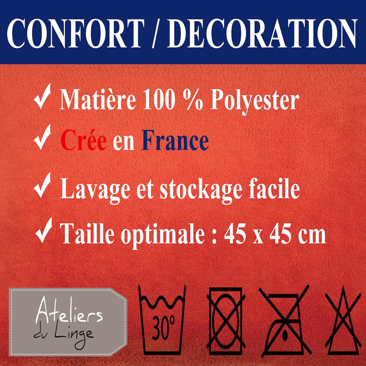 Les Ateliers du Linge Coussin imprime 100% polyester melly