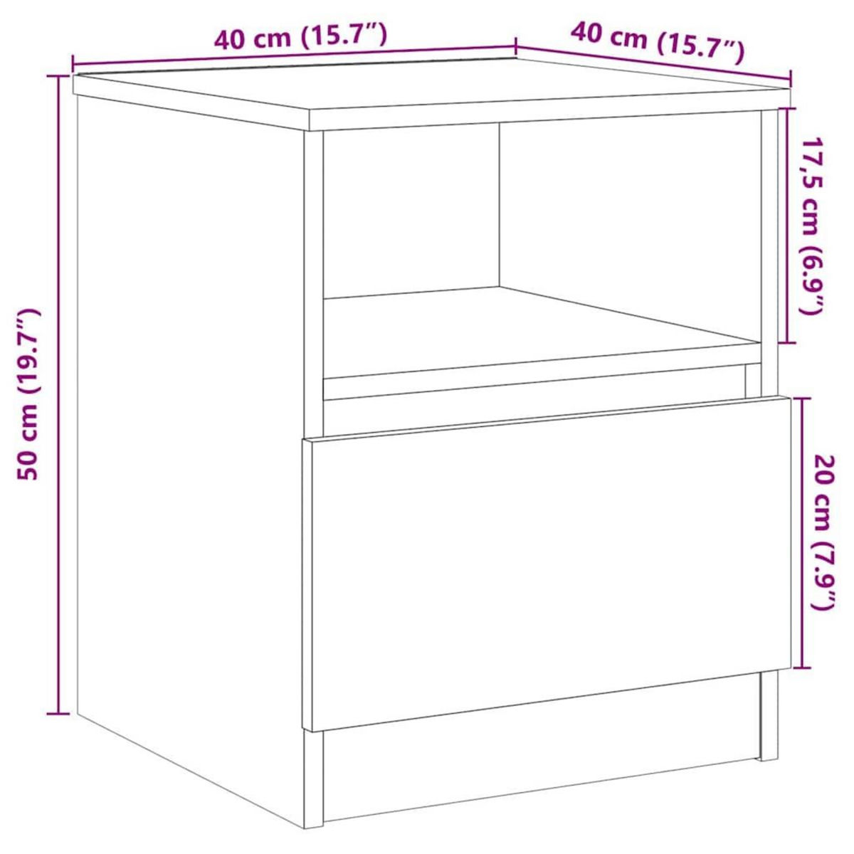 VIDAXL Tables chevet 2 pcs chene artisanal 40x40x50 cm bois ingenierie