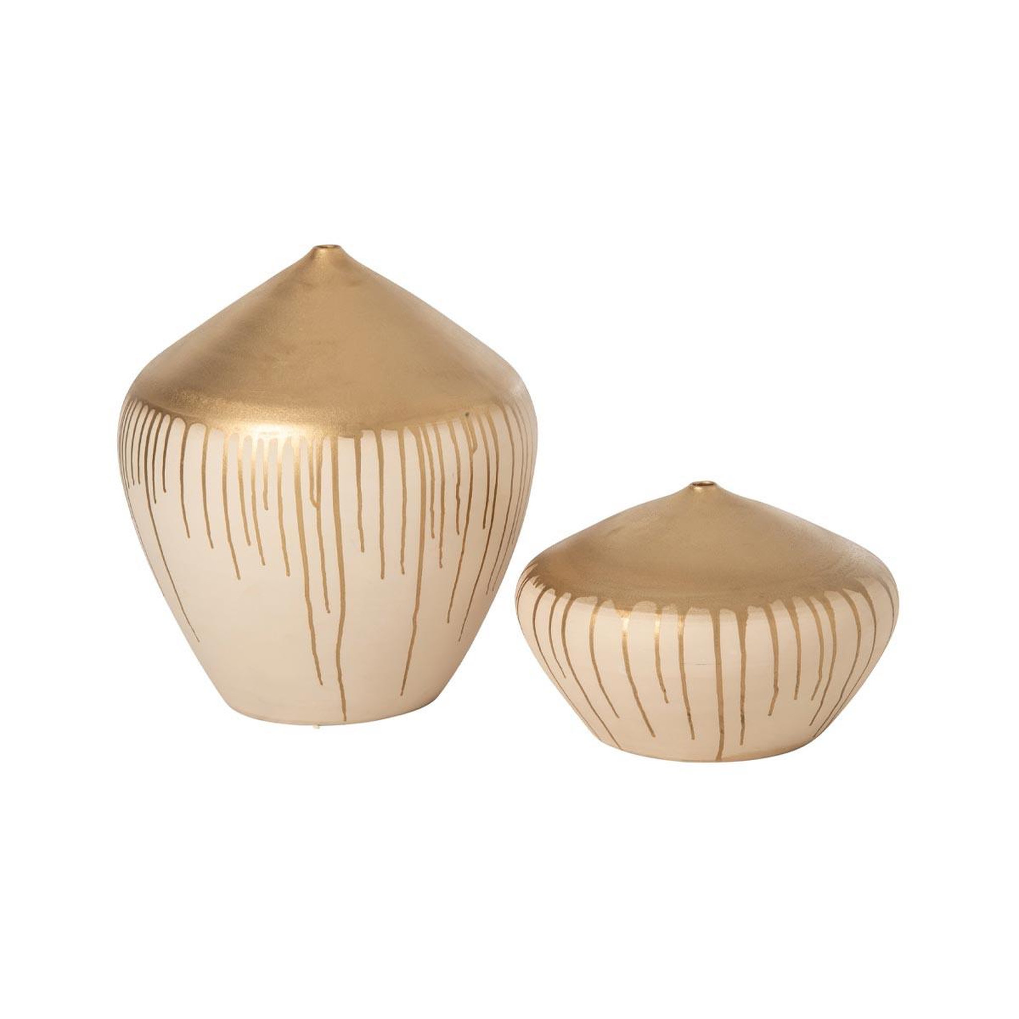 Voir la diapositive 2 : J-LINE Vase en céramique  sahara  22cm beige & doré