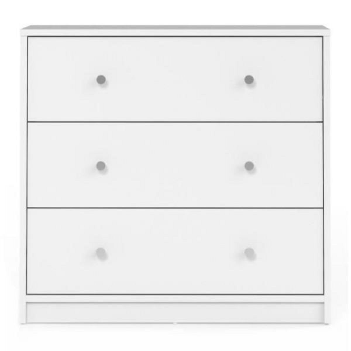 FINLANDEK Commode de chambre - OREGON - 3 tiroirs - décor blanc - L 72,4 x P 30,1 x H 68,3 cm