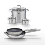 ELO Lot 2 Poêles céramique 28/32 cm & 3 Faitouts inox Elo Profi Therm Platinum