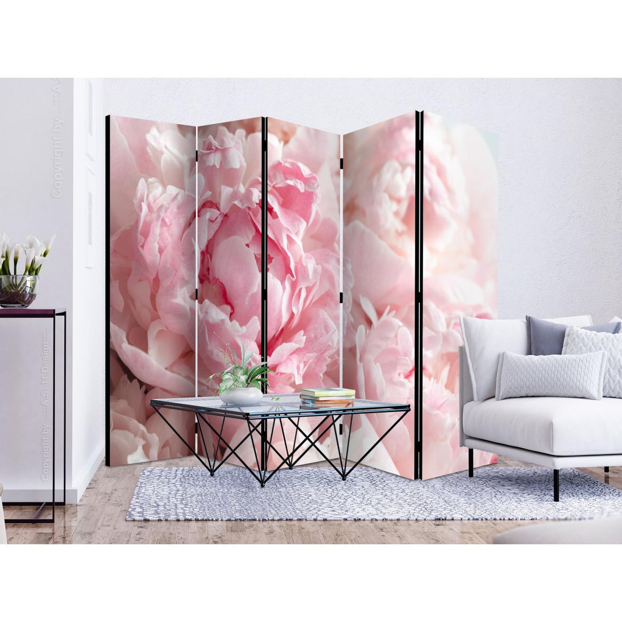 Voir la diapositive 2 : Paris Prix Paravent 5 volets  sweet peonies  172x225cm