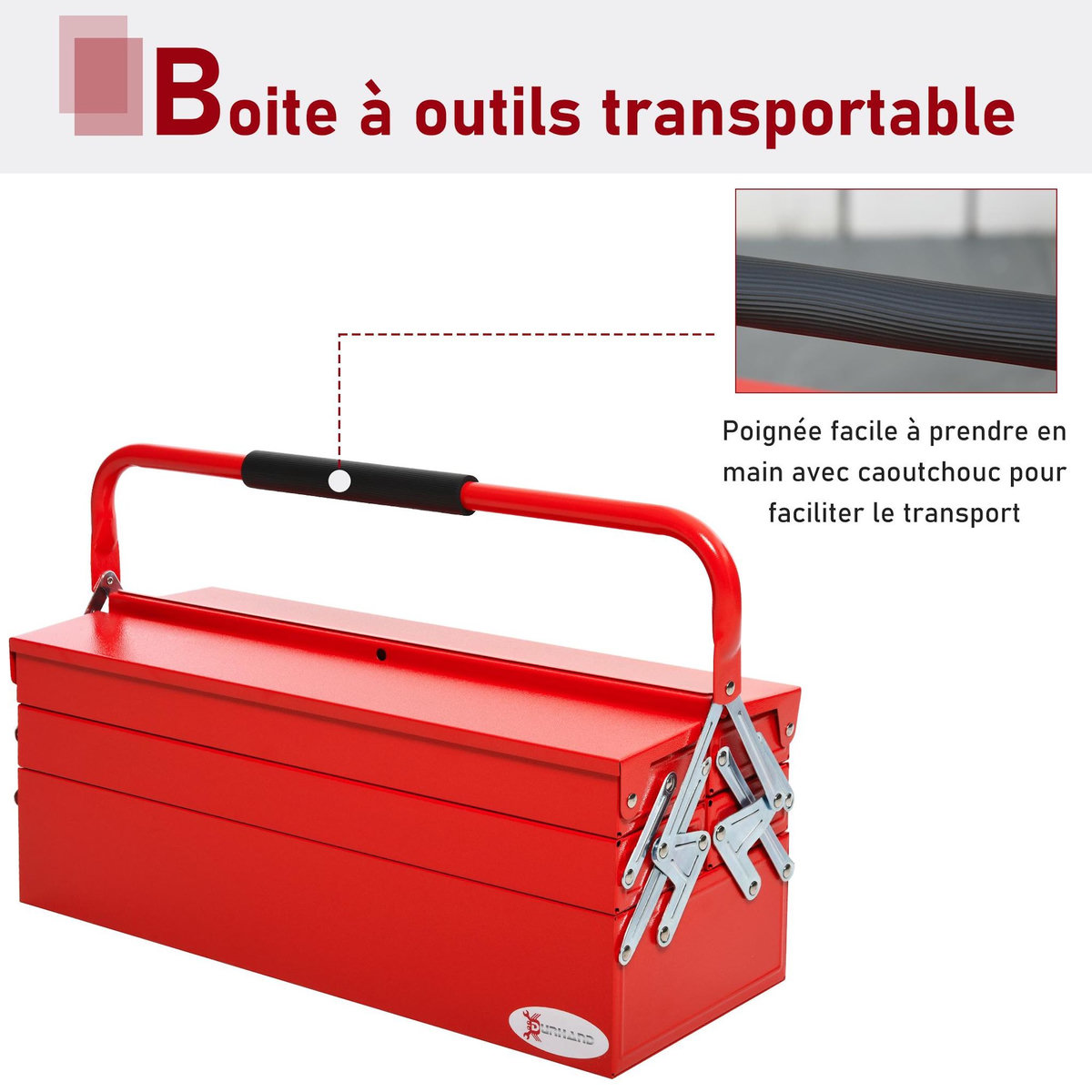 HOMCOM HOMCOM Boite à outils métallique - coffret à outils - caisse à outils 3 niveaux 5 plateaux rétractables - tôle acier rouge