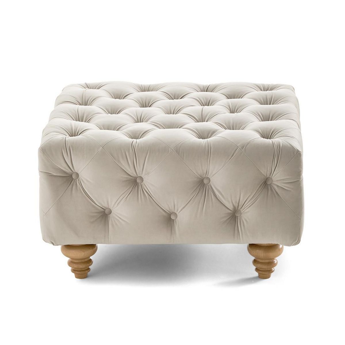 LISA DESIGN Walter - pouf chesterfield en velours - pieds bois