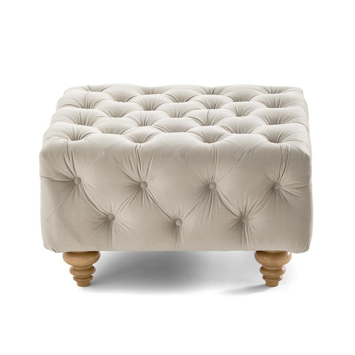 LISA DESIGN Walter - pouf chesterfield en velours - pieds bois