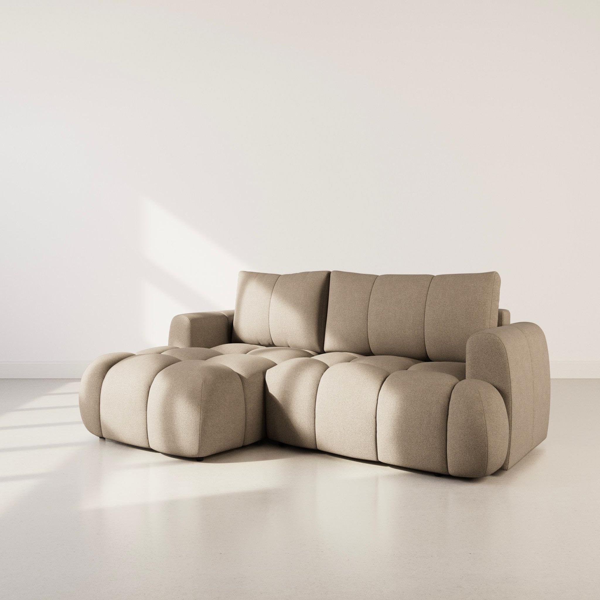 Voir la diapositive 2 : BEST MOBILIER Yulin - canapé d'angle gauche 4 places convertible avec coffre en tissu bouclette
