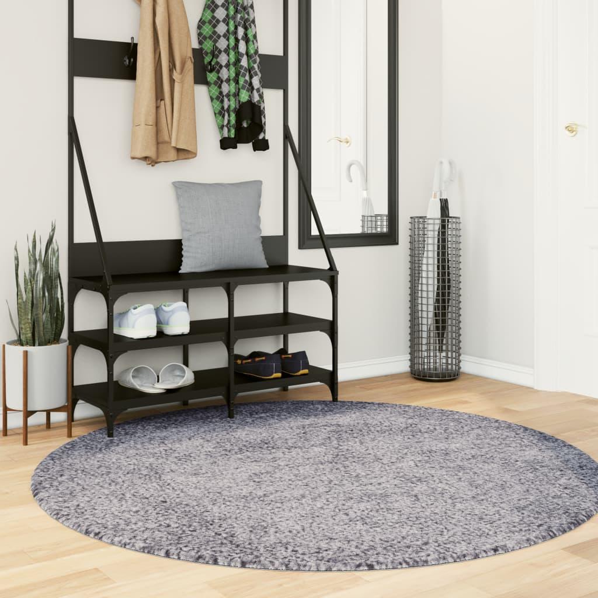 VIDAXL Tapis shaggy PAMPLONA poils longs moderne bleu Ø 200 cm